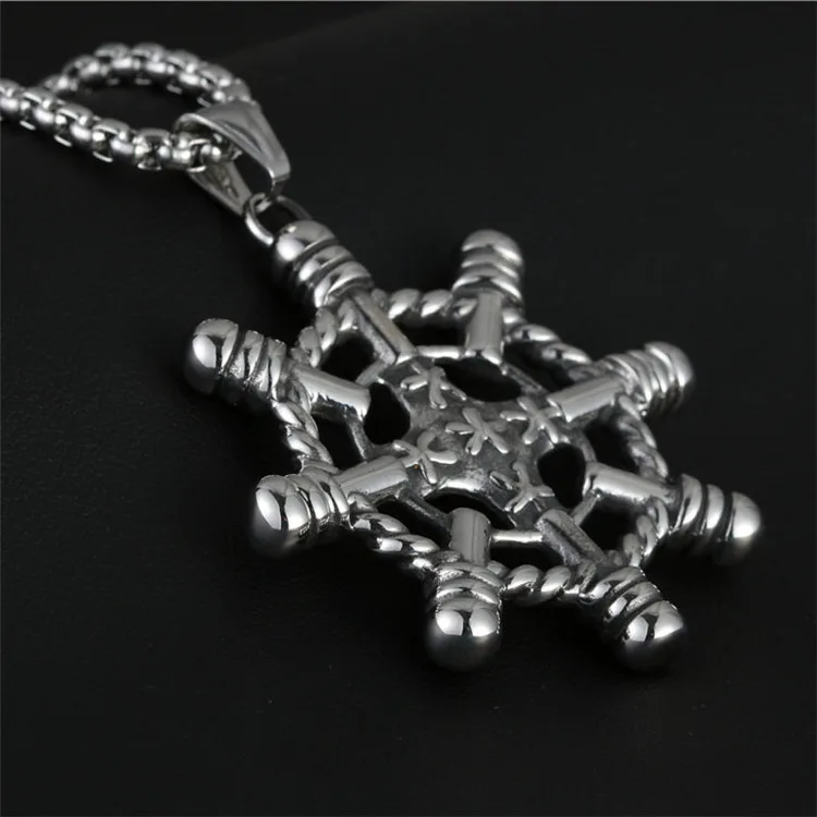 

Vintage Rudder Pendant Necklace Mens 316L Stainless Steel Stylish Male Star Sailor Navy Pendants Jewelry & Accessories Gift