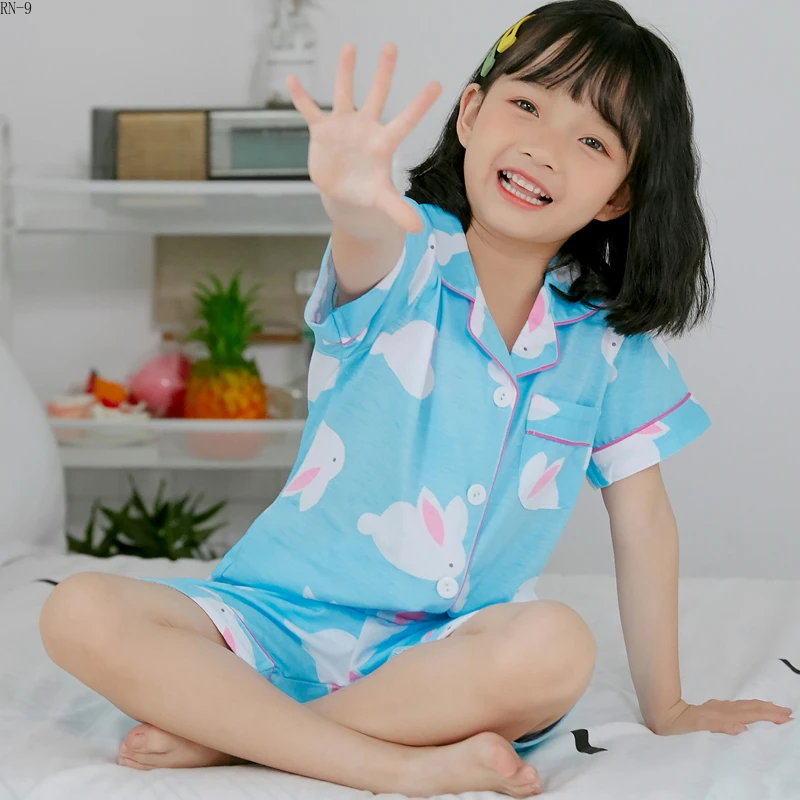 Пижамный комплект из 2019 хлопка для девочек детская Домашняя одежда с героями