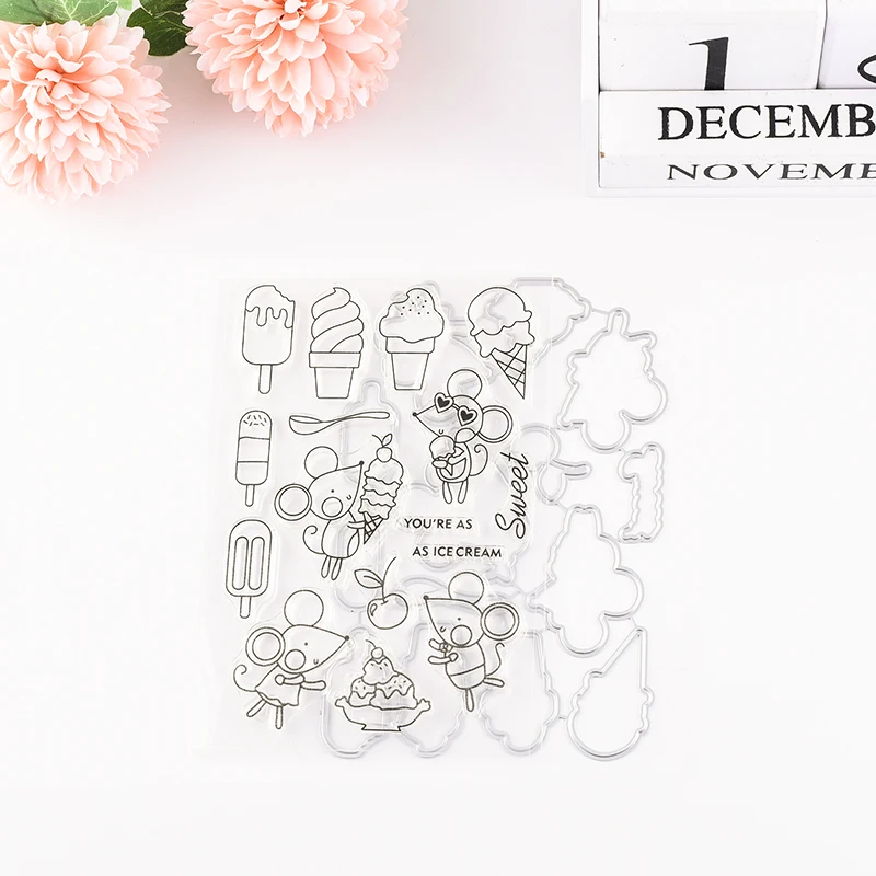 TPP маленькая мышь любит мороженое прозрачные резиновые штампы/Детские штампы и