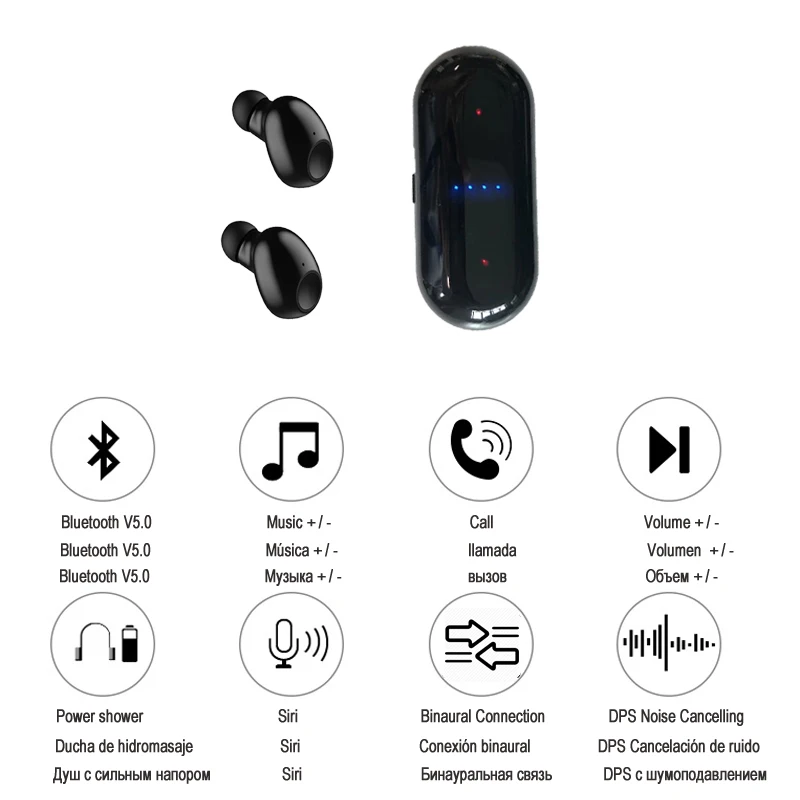 Беспроводные мини наушники Bluetooth басовые TWS стереонаушники с внешним
