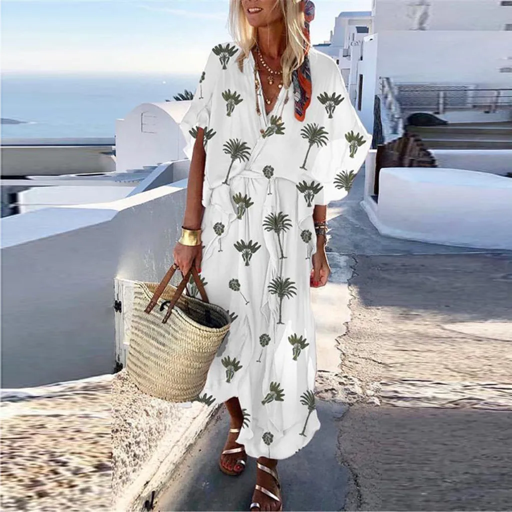 2019 Vestidos размера плюс летняя Пляжное Платье женское богемное длинное платье