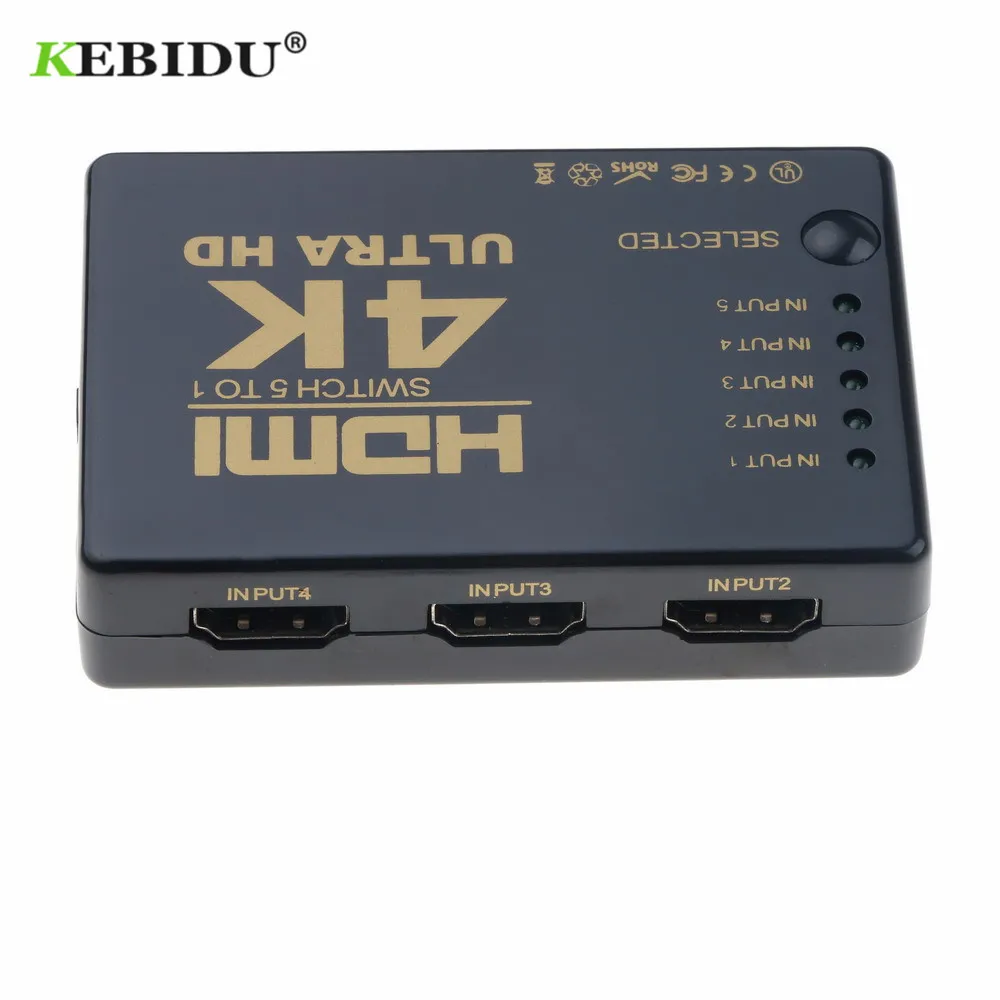 KEBIDU 4K HD 1080P видео переключатель 5 портов сплиттер с ИК пультом дистанционного