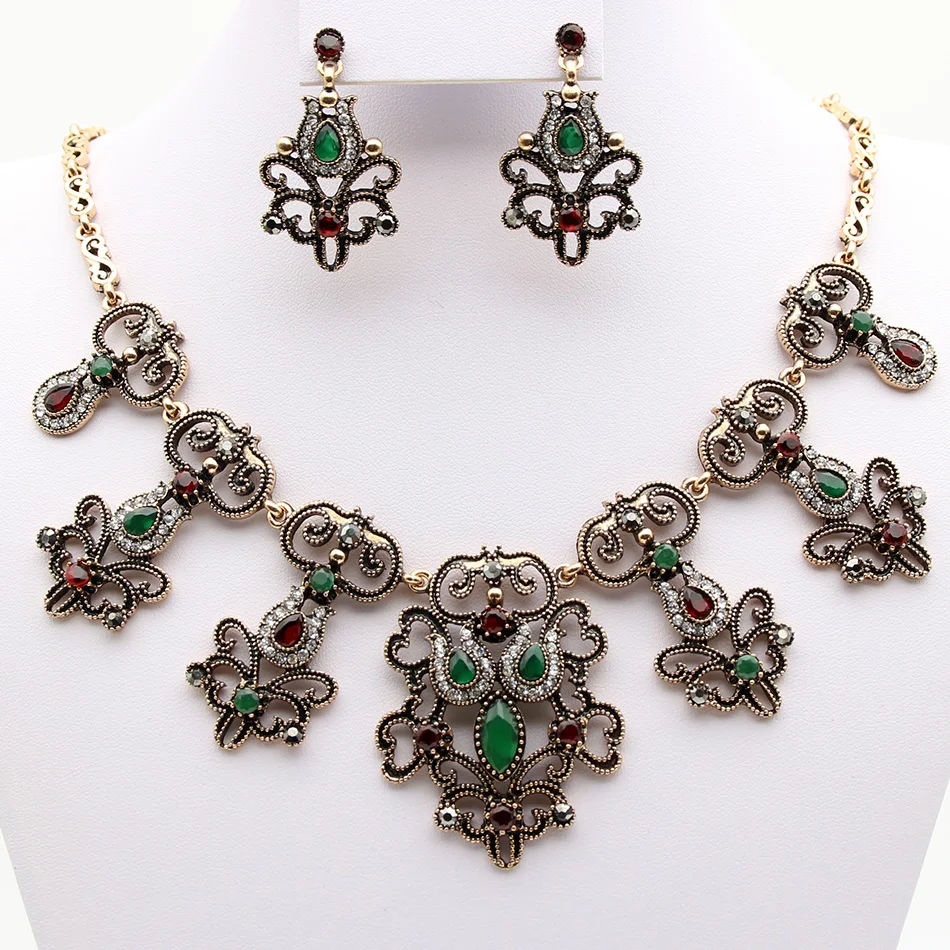 Комплект из колье серёг браслета и кольца с кристаллами | Украшения аксессуары