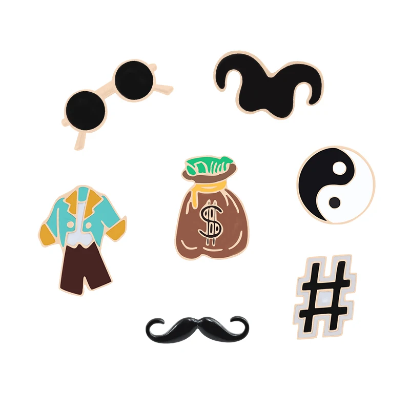 Креативный кошелек для очков с черной бородой брошь символом милого мультяшного