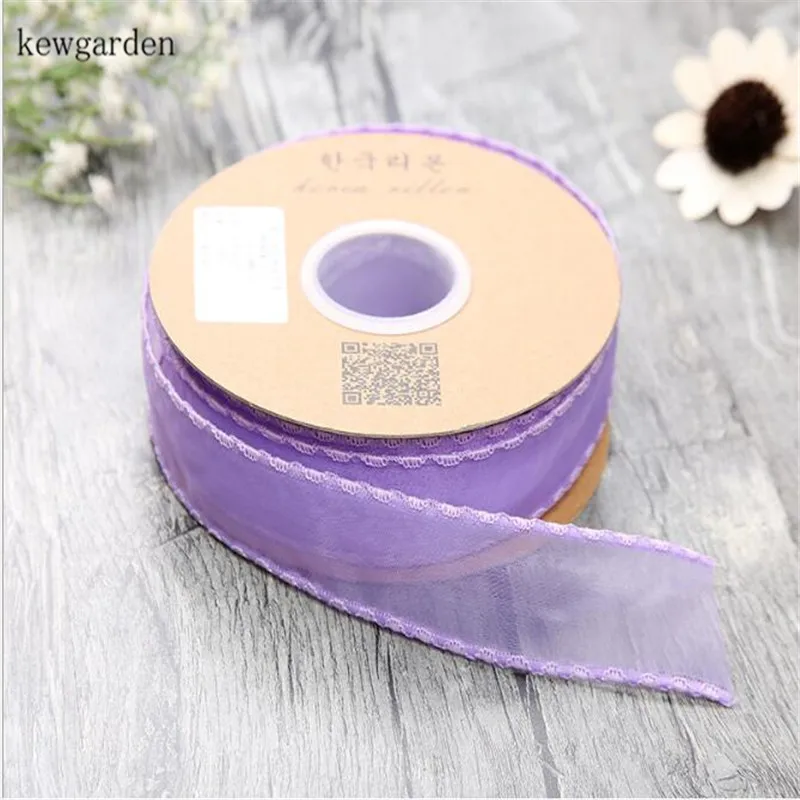 Kewgarden 15 мм 25 38 Цветные ленты из органзы DIY бант атласная лента вручную
