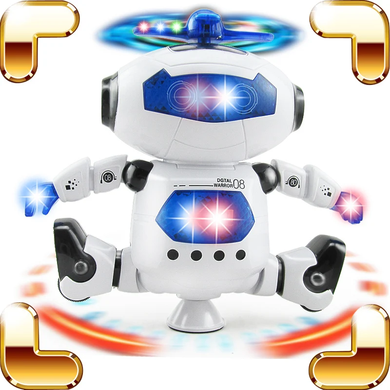 

New Arrival Gift Baby Robot Dancing Machine Electric Walking Toys Music Robot Flashing 360 Rotate Kids Stunt Moving Dance Model