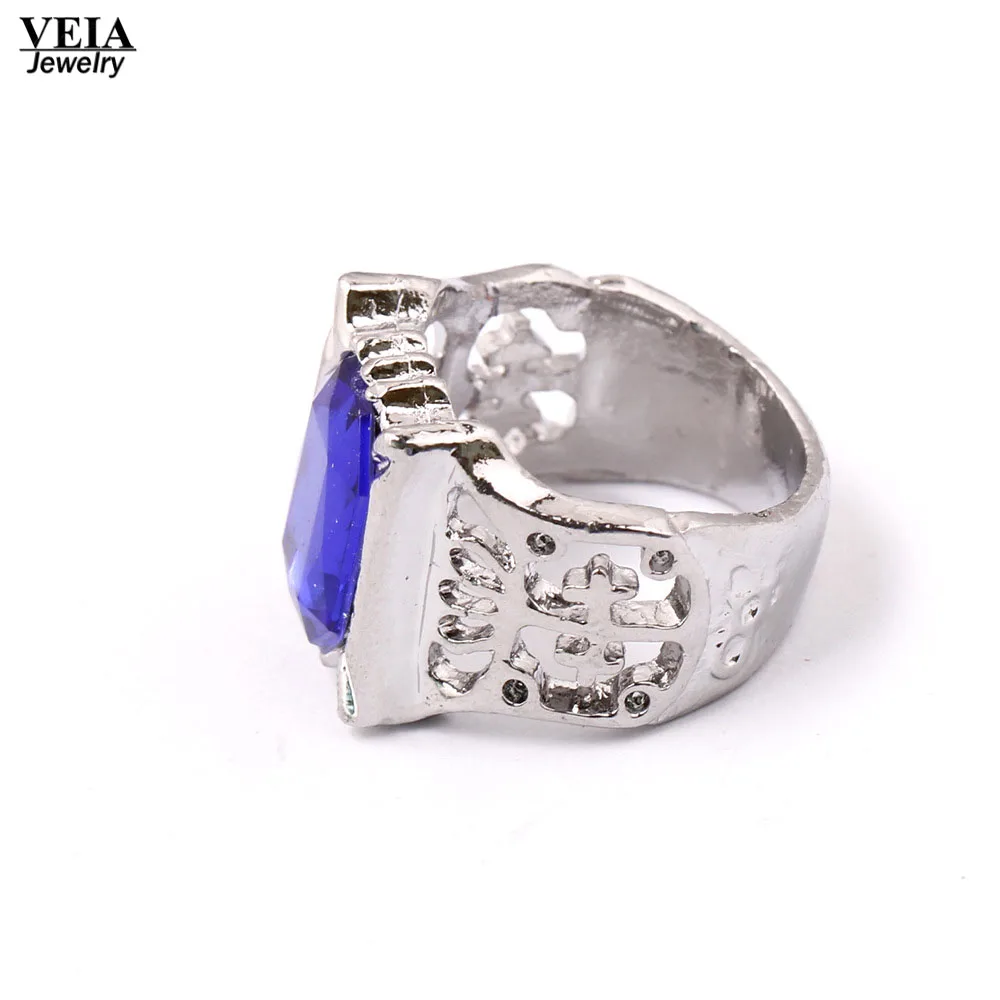 2017 Черный Дворецкий аниме Кольца Большие кольца с синим камнем для мужчин