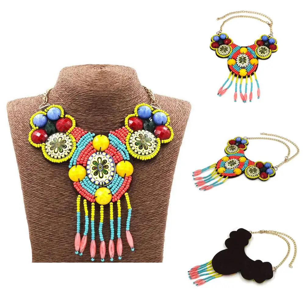 Богемное ювелирное изделие из смолы с рисовыми бусинами этнический