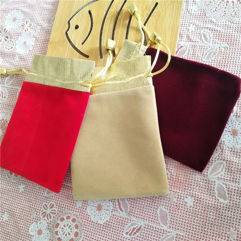 

10*14 cm high-grade red gold color velvet bag jewelry bags / jewelry box wholesale