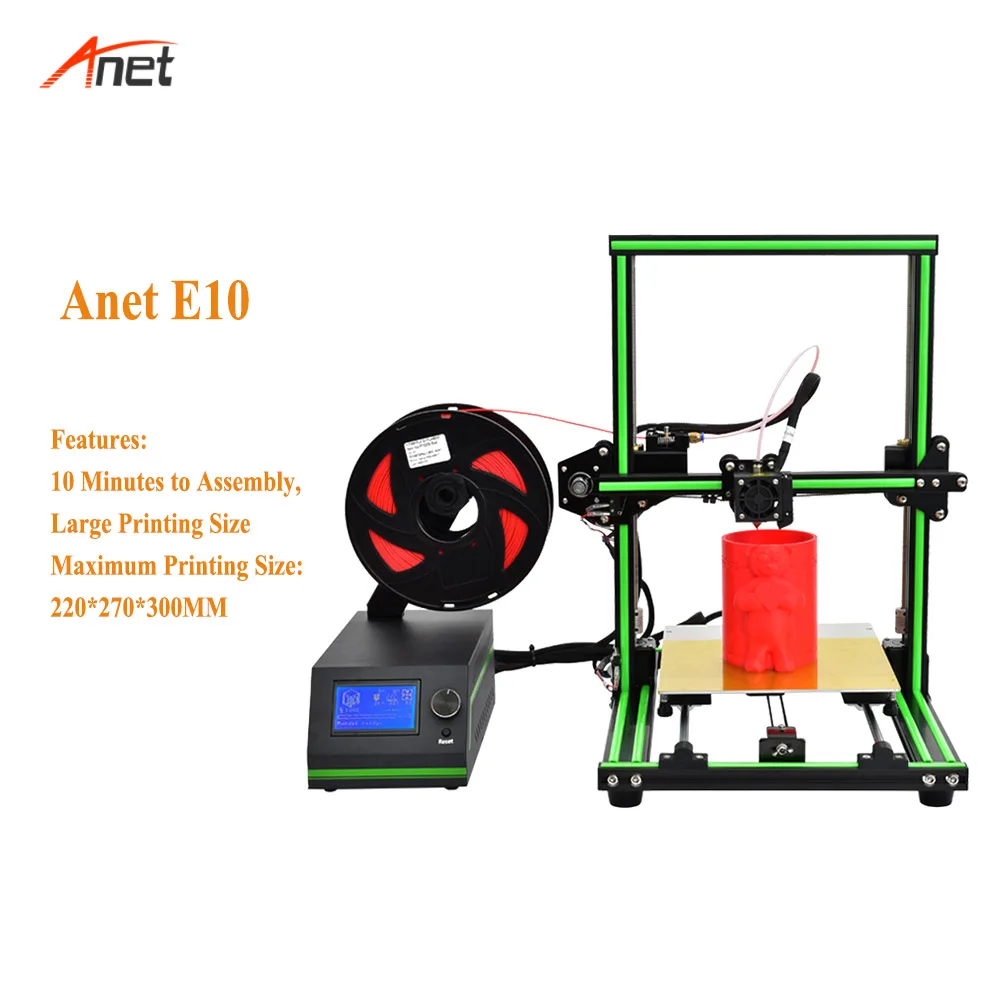 Anet E10 Высокоточный цельнометаллический 3d принтер прочная конструкция простота в
