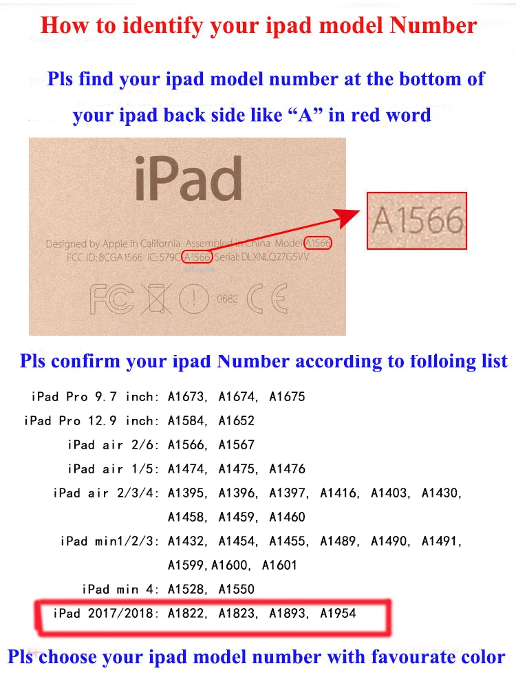 Чехол для нового iPad 9,7 дюймов, PU умный чехол, Магнитный чехол, модель A1822 A1823 A1893 A1954