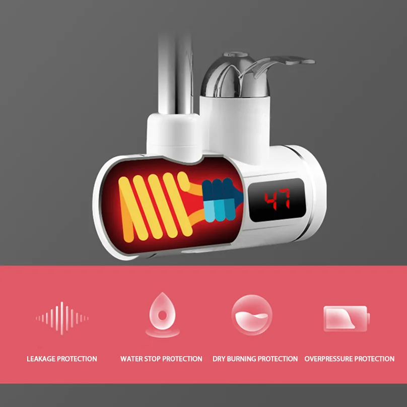 Мгновенный Tankless Электрический кран с проточным водонагревателем Кухня мгновенный нагрев водопроводной воды нагреватель под и боковой приток воды с светодиодный Дисплей UK штепсельная вилка европейского стандарта