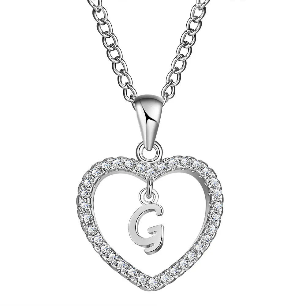 NJDY92625 G IF ME, модный серебряный цвет, CZ, любовь, сердце, кристалл, подвеска, буква, ожерелье, талисманы для женщин, 26, большой размер, от A до Z, массивные ювелирные изделия, подарки - Окраска металла: NJDY92625 G