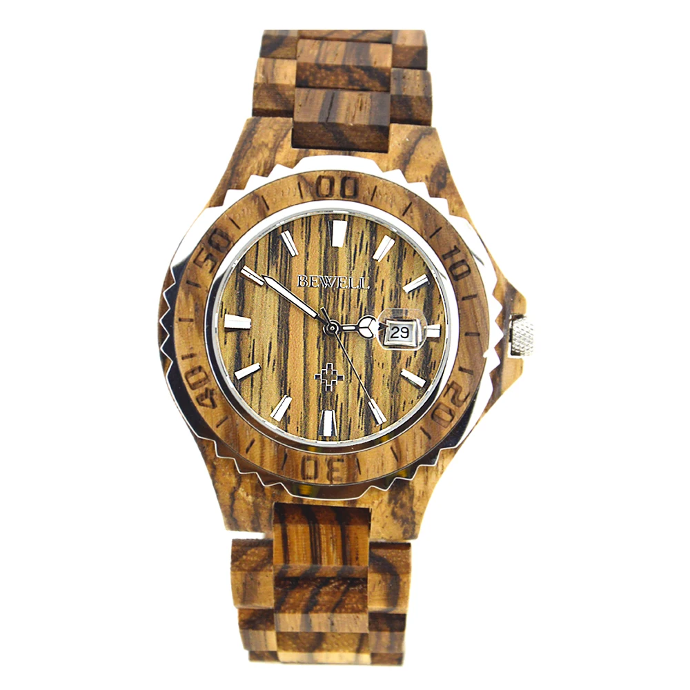 

BEWELL Top Brand Luxury Elegant Men Casual Wood Watch Wooden Wrist Watches erkek kol saati relogio masculino dropship 100BG