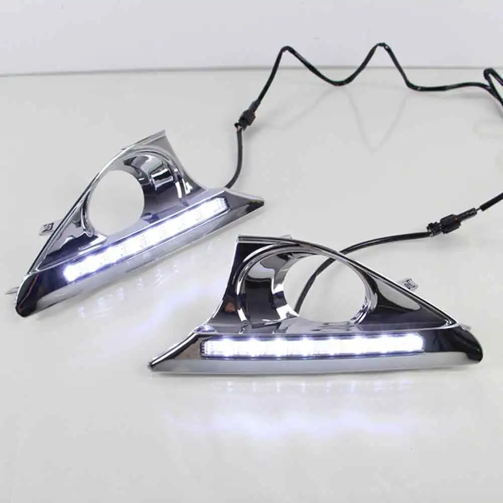 White Автомобильный светодиодный дневной ходовой Lights Дневной светильник DRL Противотуманные светильник крышка с отложным воротником желтый сигнал для Toyota Camry 2011 2012 2013 12V - Цвет: White
