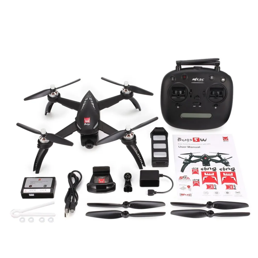 MJX Bugs 5W B5W бесщеточный двигатель GPS FPV RC Дрон Квадрокоптер с регулируемым 5G wifi 1080P