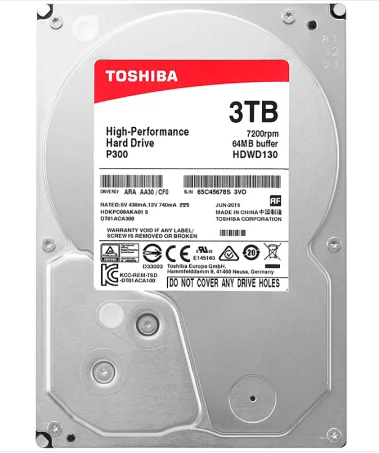 Toshiba HDD 3 ТБ Desktop 7200 об./мин. внутренний жесткий диск Sata Sata3 для компьютера Drevo PC