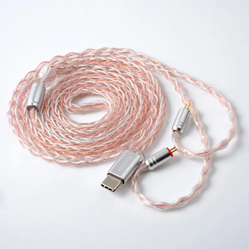 NICEHCK 8 Core Медный Серебряный смешанный обновленный кабель MMCX/2Pin type C/type-C/3,5/2,5/4,4 мм для KZZSN/ZS10/ZS7 CCAC10 C16 NICEHCK NX7