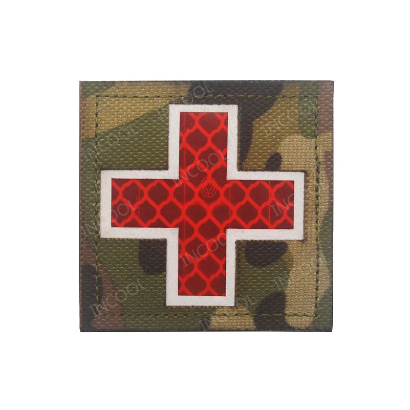 Reflective Medic Red Cross EMT Star of Life Embroidery Patch Military Morale Patches Tactical Emblem Applique Embroidered Badges - Color: 9