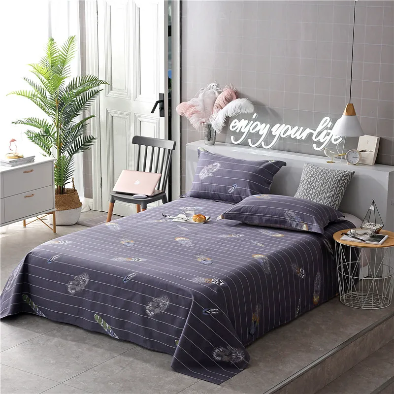 Фиолетовый Твердые Цвет мультфильм Перо узор 3 шт. наволочка кровать Простыни