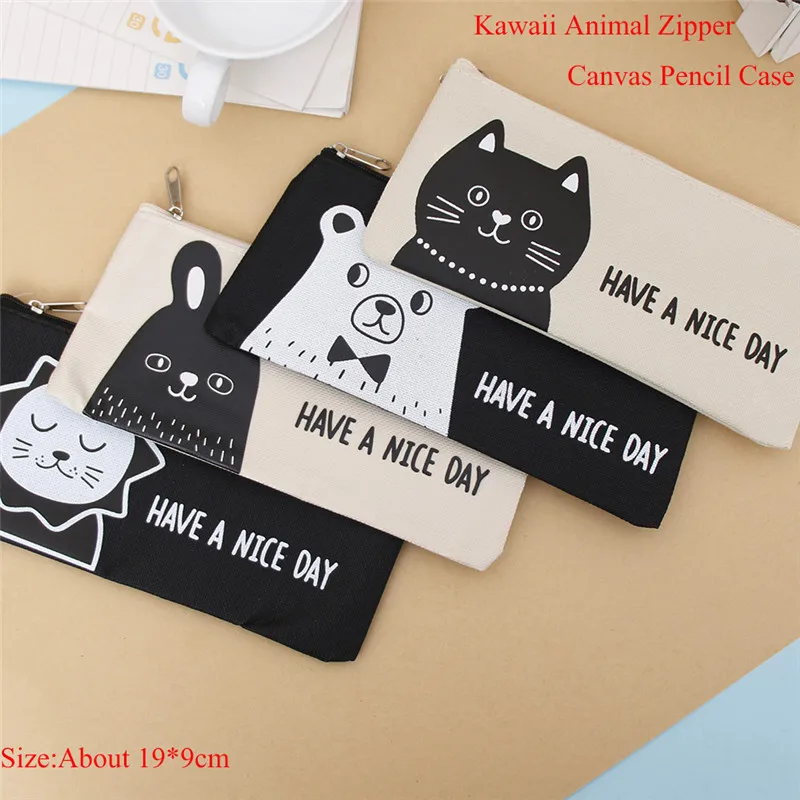Горячая Распродажа пенал Kawaii с животными косметички на молнии школьные офисные