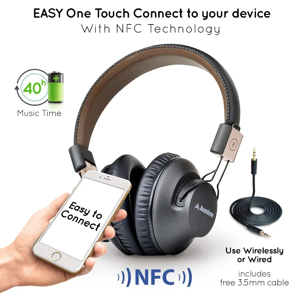 Avantree прослушивание Pro 40 H Bluetooth Накладные наушники гарнитура с микрофоном для Офис