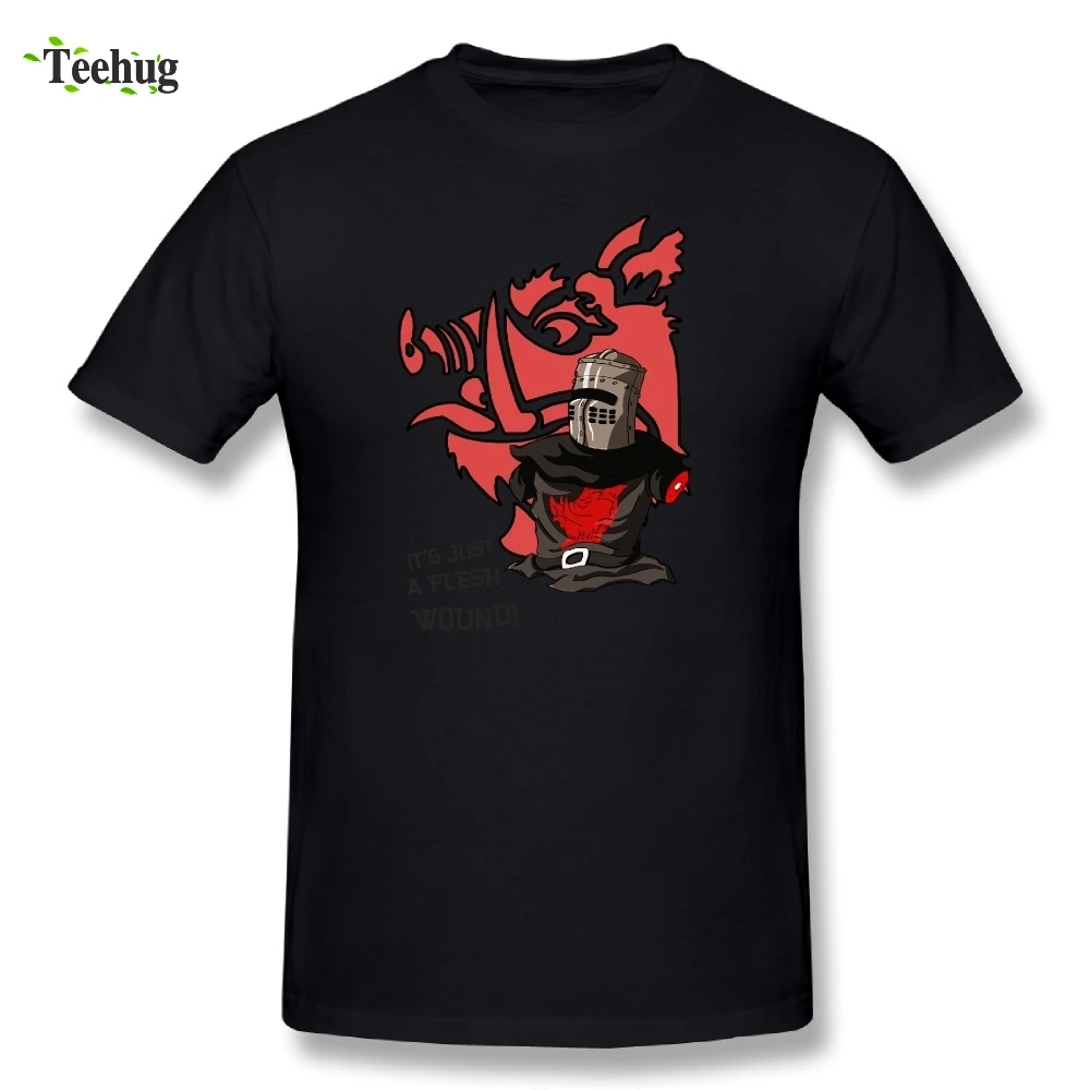 

Fashion Boy Black Knight Tis But A Scratch Monty Python Tee Shirt Awesome Games T-Shirts