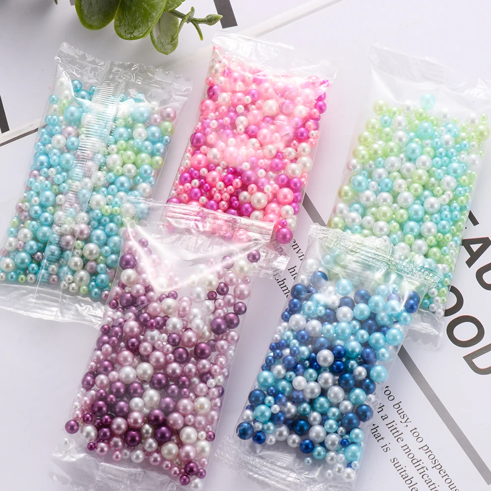500Pcs/Bag 2.5-5mm Mix Rainbow Color Round UV Resin Imitation Pearl Beads No Hole Loose Beads DIY Jewelry Necklace Making Craft