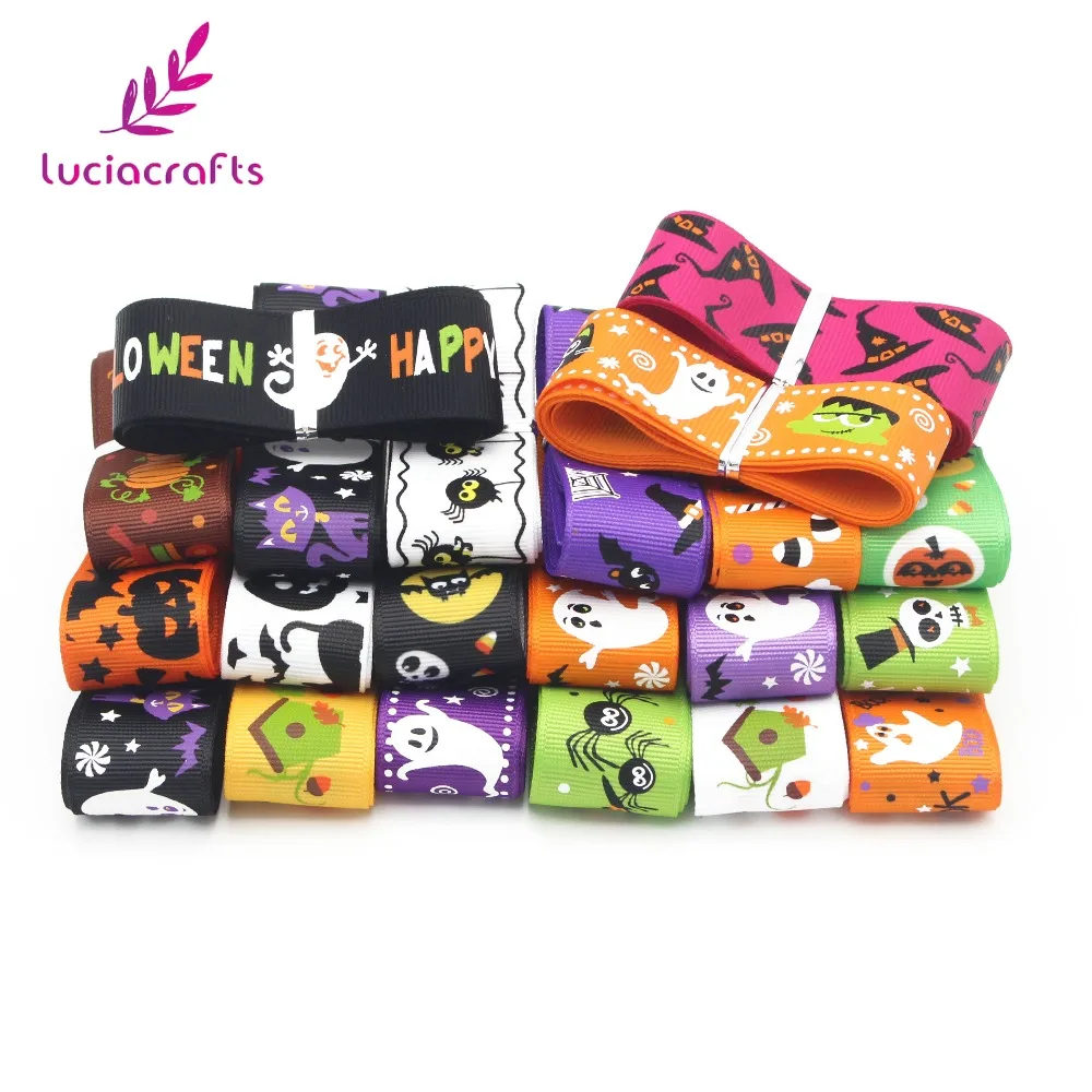 Lucia crafts 12 ярдов/партия, 1 ярд/дизайн 25 мм Хэллоуин узор корсажные ленты DIY художественные материалы ручной работы лента T0104