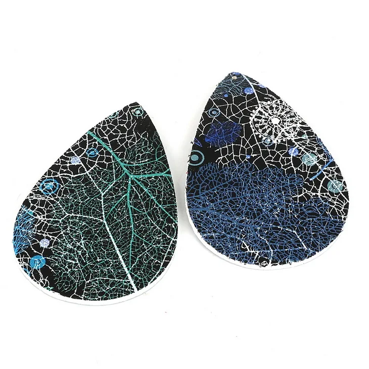 56x37mm 2pcs Модный плед Леопардовый принт искусственная кожа Шарм кулон Овальный капли воды серьги аксессуары для DIY серьги изготовление ювелирных изделий - Цвет: 56x37mm 2pcs