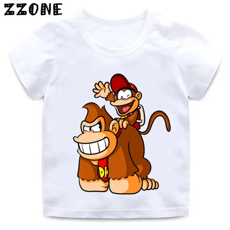 Футболка для мальчиков и девочек с изображением героев мультфильма Donkey Kong Country