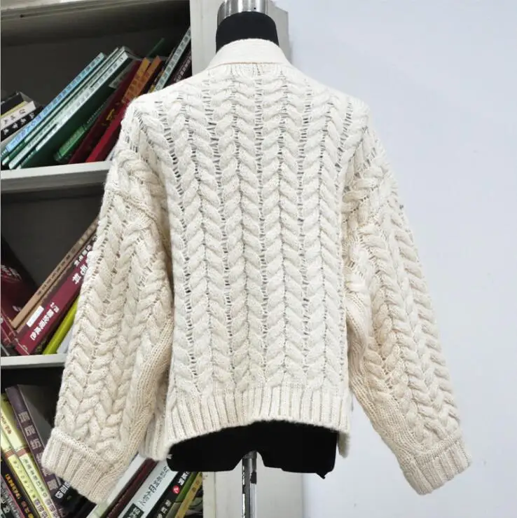 Роскошный толстый кардиган ручной работы с жемчугом и бисером для женщин