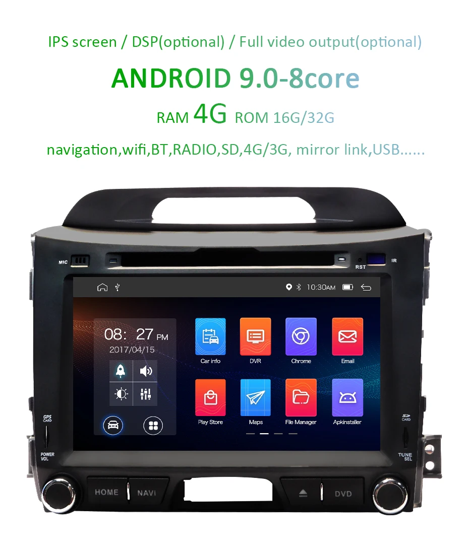 Android 9,0 4G 64G DSP ips AV выход автомобильный gps для KIA sportage 2011- dvd-плеер Навигация стерео экран радио приемник