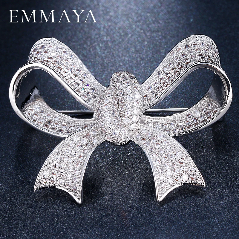 EMMAYA Женская модная брошь серебристого цвета с большим бантом | Украшения и