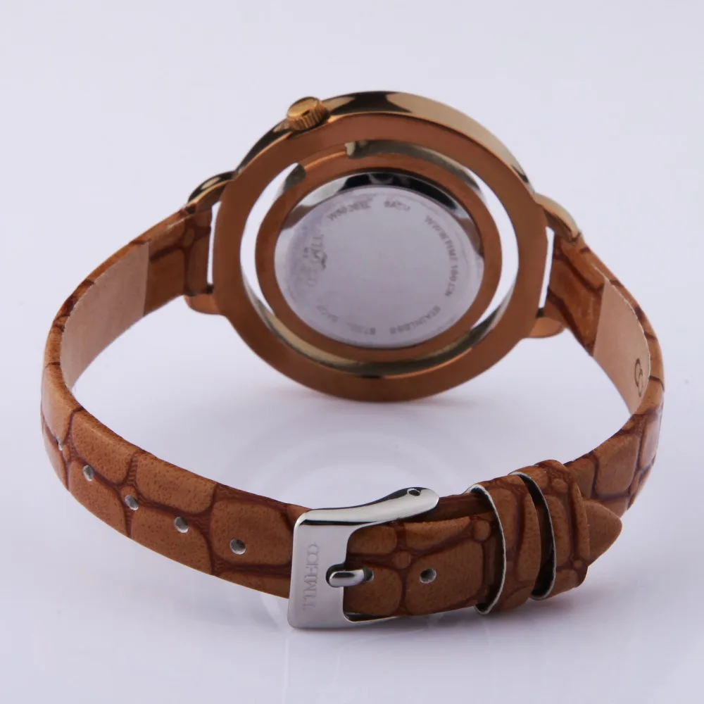 TIME100 женские Кварцевые Часы Коричневый Змеиной Кожаный Ремешок Алмазный ажурный