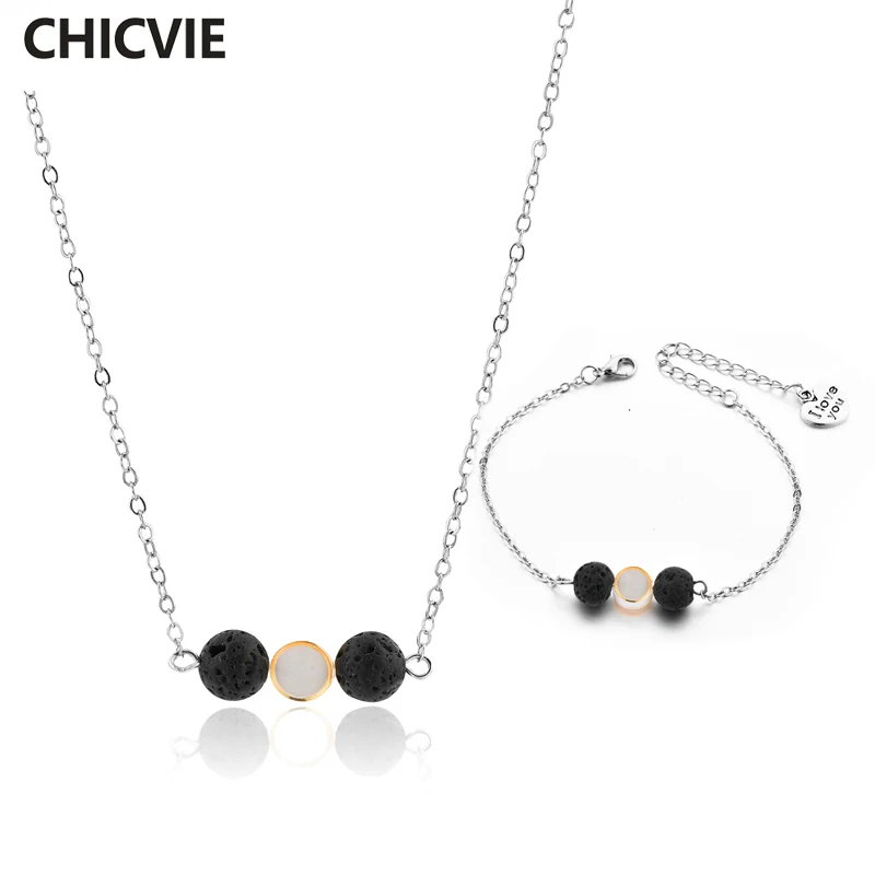 CHICVIE Свадебный лавовый камень бусины кристалл комплект ювелирных изделий для