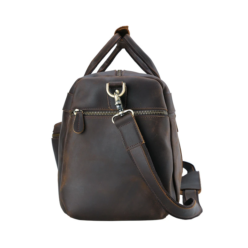 Винтажная дорожная сумка для мужчин вместительная спортивная из натуральной