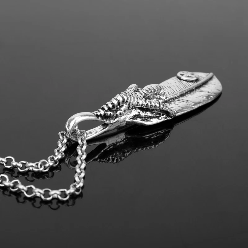 Unisex Japan Takahashi Feather Pendant Necklace Alloy Jewelry Link Long Chain Eagle claw Design Charm Collier | Украшения и