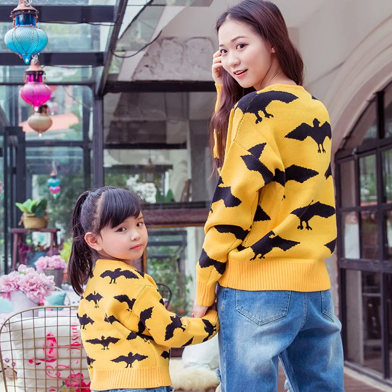 2019 зимняя семейная одежда для мамы и дочки одинаковые костюмы сына свитер