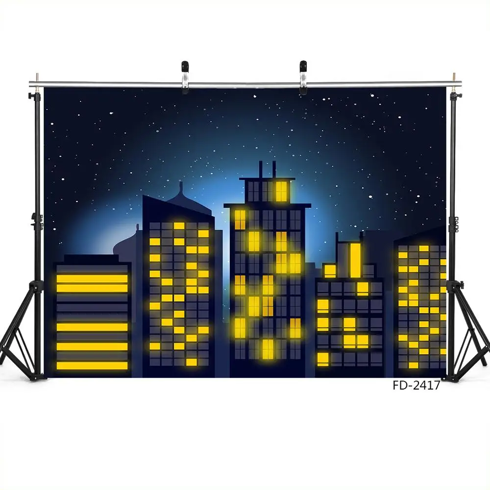 City Lights Surper Hero Photography Backdrops Vinyl Photo Studio Backgrounds for Baby Children Birthday Party Photobooth | Электроника
