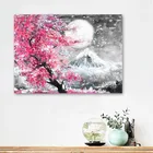 Картины на холсте с изображением сакуры цветущей вишни на японском холсте, настенные художественные плакаты, картины для гостиной, кухни, домашний декор