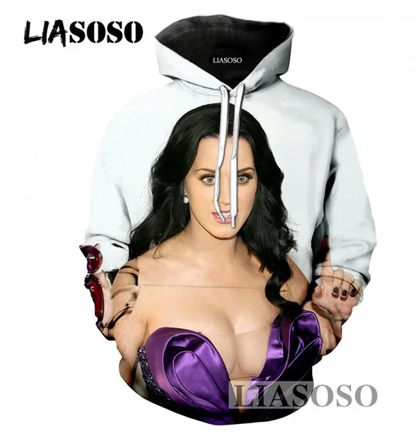 Lisoso Для мужчин/Для женщин Новинка худи 3D пуловер с принтом певица Кэти Перри