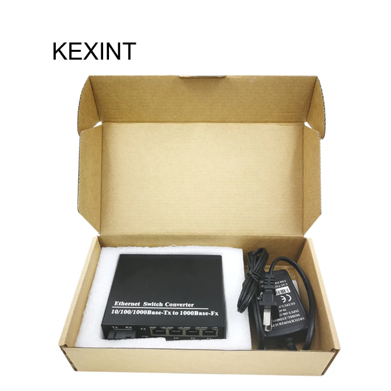 KEXINT Волоконно Оптический 4 порта Ethernet медиаконвертер волоконно сетевой