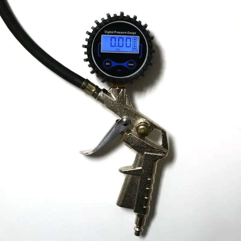 Digital Tire Inflator with Pressure Gauge Hose and Chuck Clip for Car Van Truck Motorcycle Bike | Gauges