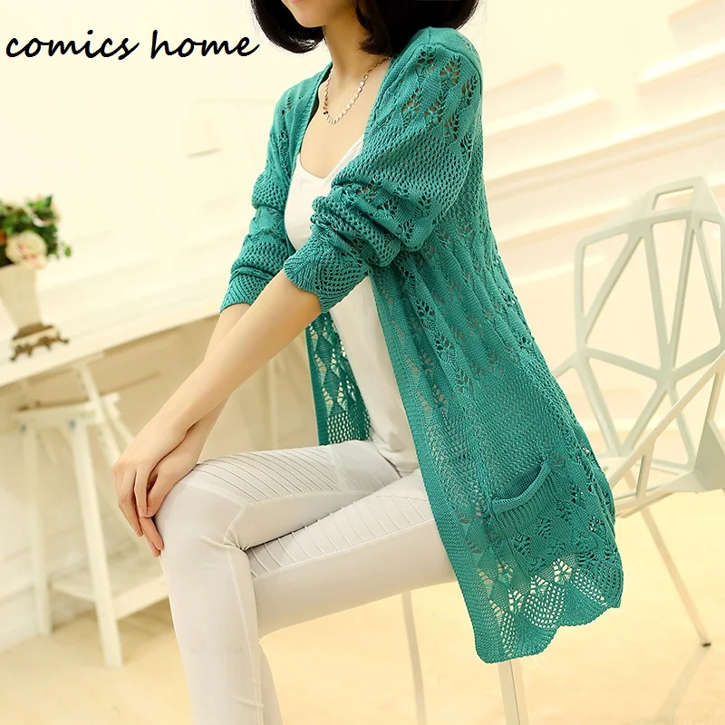 Новинка 2016 весна осень мода женский корейский жакет свитера пальто цвет длинный