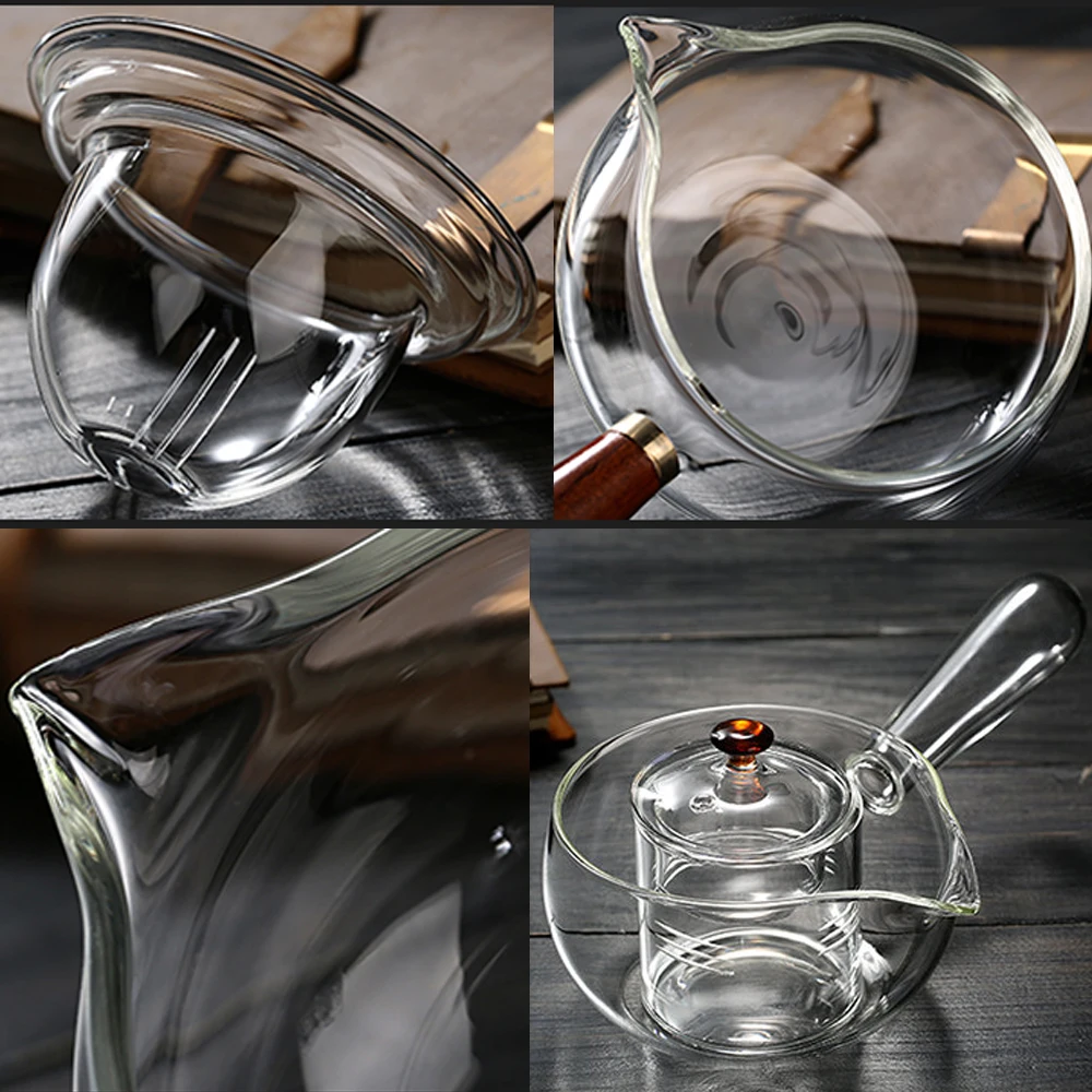 Новый креативный чайный набор из боросиликатного стекла с чашками бамбуковый