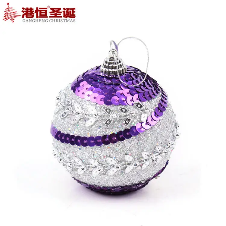 Purple Silver 8 см Новогодние товары дереве висит шары золотой красный роскошный пены Аксессуары мяч xmas домой партия Свадебные украшения - Цвет: Purple Silver