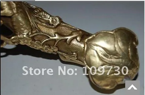 Древний китайский бронзовый медь Ruyi скипетр и дракон сорока plum статуя шляпа ee0012