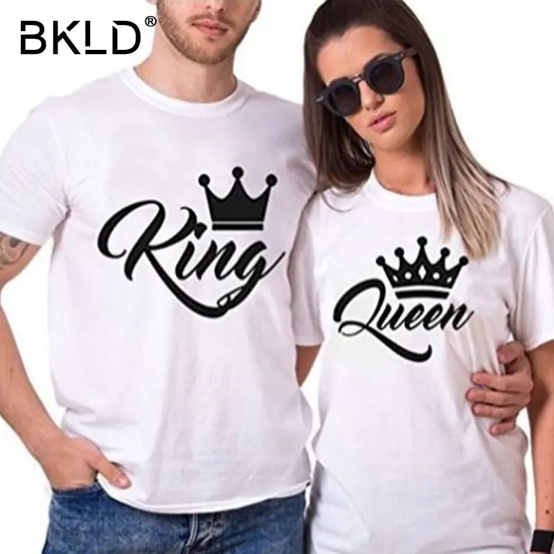 BKLD 2018 г. футболка с коротким рукавом и круглым вырезом надписью King Queen забавный