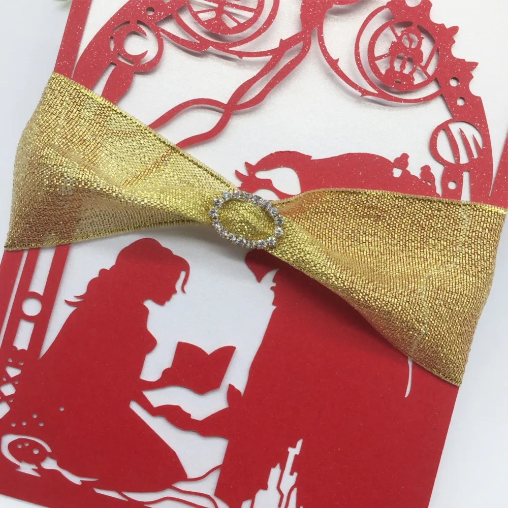 20 шт. красивые свадебные приглашения с изображением зверя открытка жемчужинами